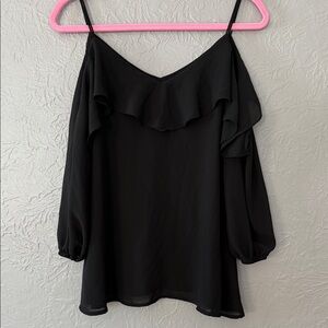 Doe & Rae Black Ruffle Blouse